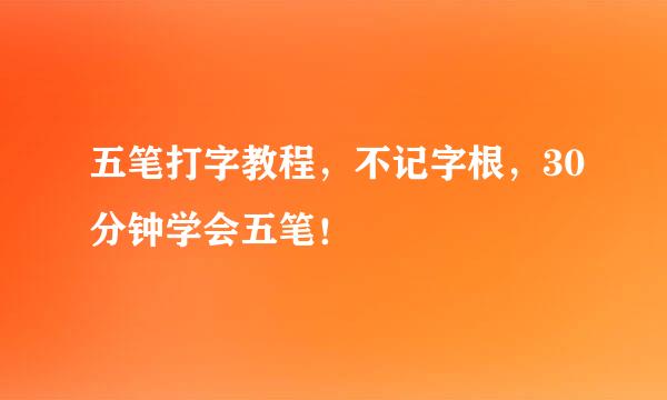 五笔打字教程，不记字根，30分钟学会五笔！