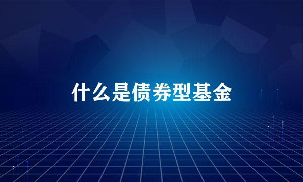 什么是债券型基金