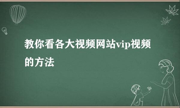 教你看各大视频网站vip视频的方法
