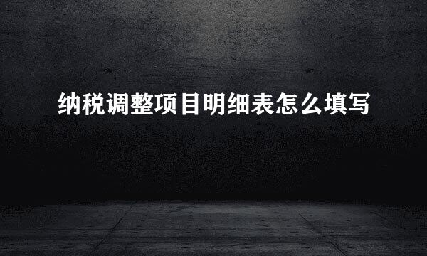 纳税调整项目明细表怎么填写