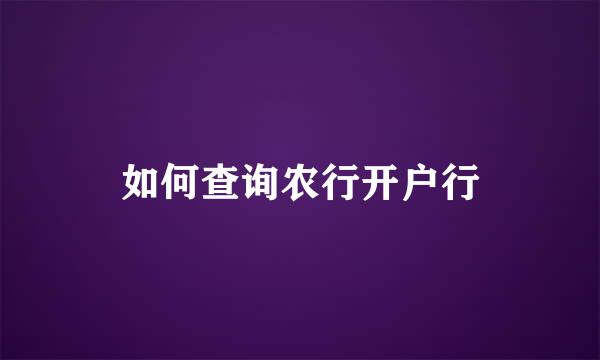 如何查询农行开户行