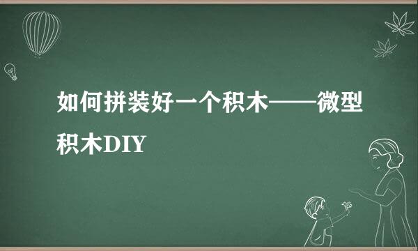 如何拼装好一个积木——微型积木DIY