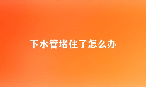 下水管堵住了怎么办