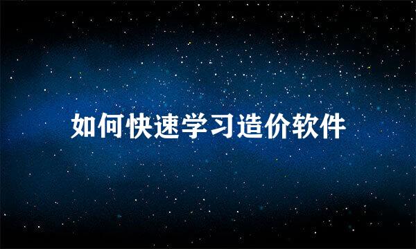 如何快速学习造价软件