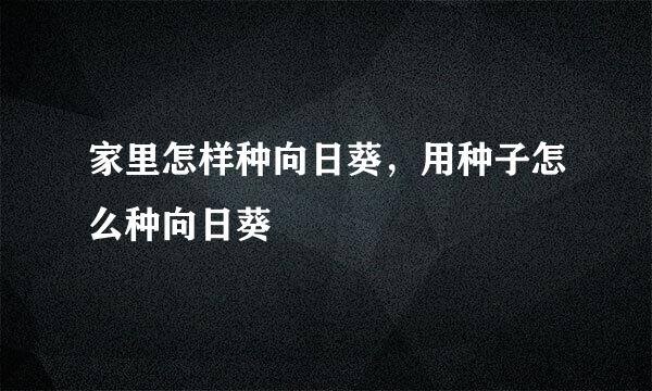 家里怎样种向日葵，用种子怎么种向日葵