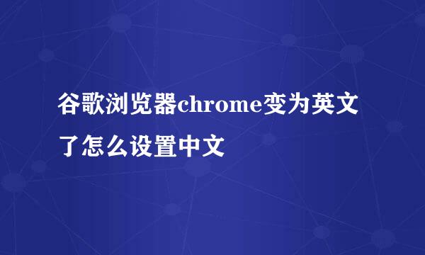 谷歌浏览器chrome变为英文了怎么设置中文