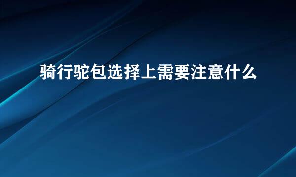 骑行驼包选择上需要注意什么