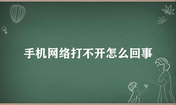 手机网络打不开怎么回事