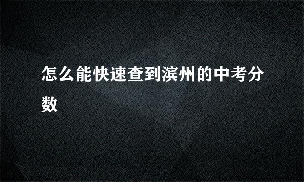 怎么能快速查到滨州的中考分数