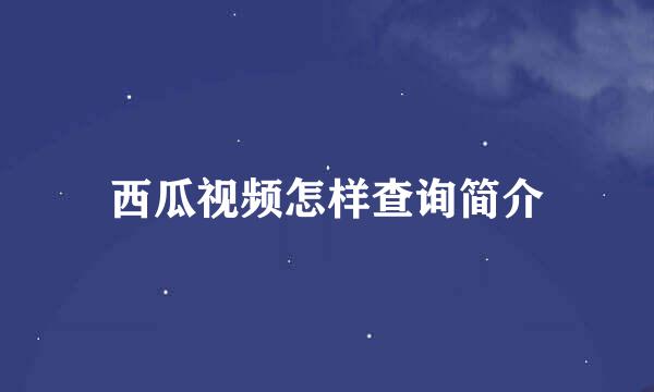 西瓜视频怎样查询简介