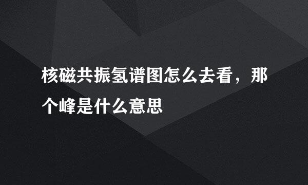 核磁共振氢谱图怎么去看，那个峰是什么意思
