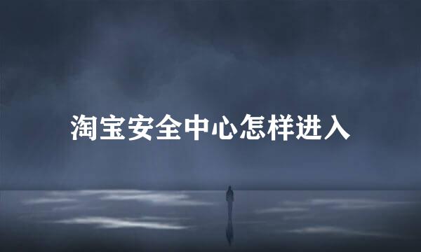 淘宝安全中心怎样进入