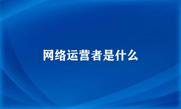 网络运营者是什么