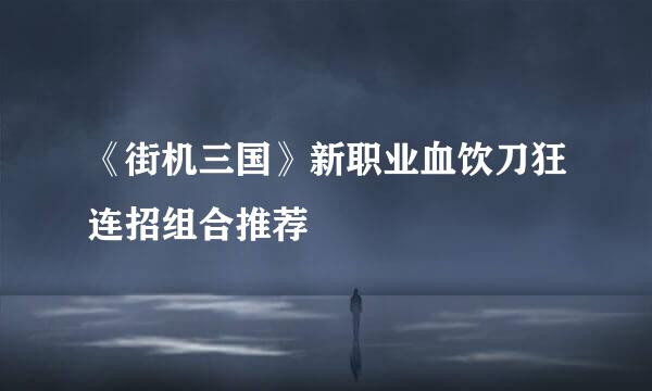 《街机三国》新职业血饮刀狂连招组合推荐