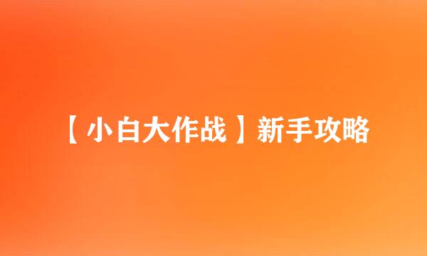 【小白大作战】新手攻略