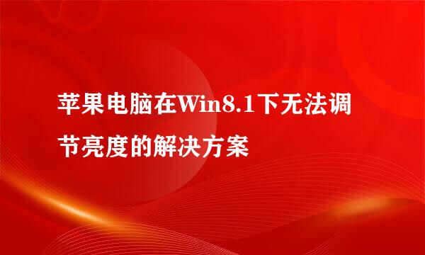 苹果电脑在Win8.1下无法调节亮度的解决方案