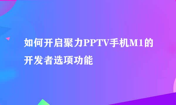 如何开启聚力PPTV手机M1的开发者选项功能