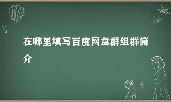在哪里填写百度网盘群组群简介