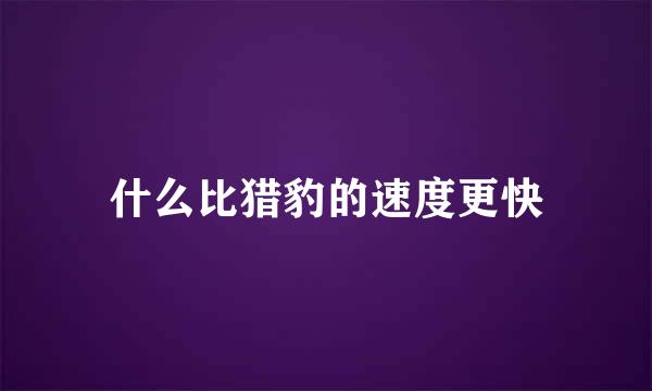 什么比猎豹的速度更快