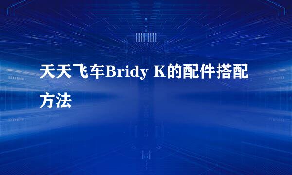 天天飞车Bridy K的配件搭配方法