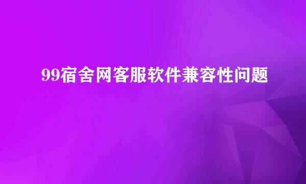 99宿舍网客服软件兼容性问题
