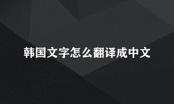 韩国文字怎么翻译成中文