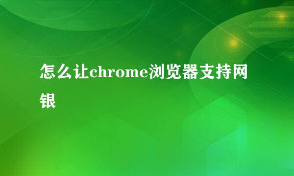 怎么让chrome浏览器支持网银
