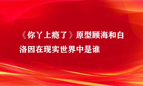 《你丫上瘾了》原型顾海和白洛因在现实世界中是谁