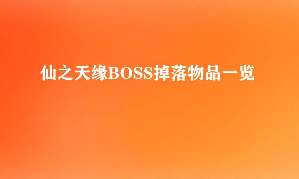 仙之天缘BOSS掉落物品一览