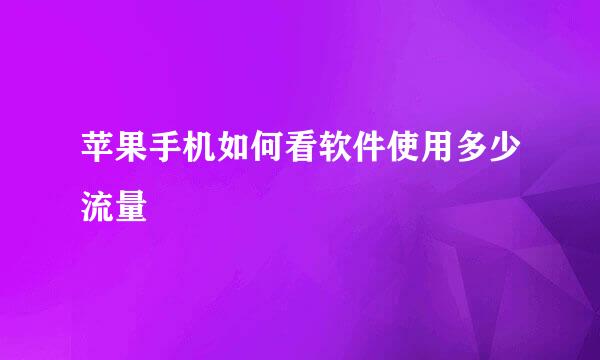 苹果手机如何看软件使用多少流量