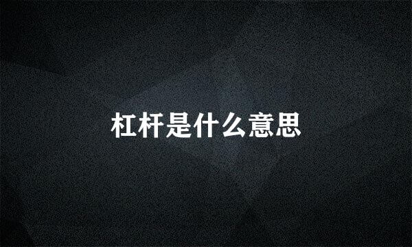 杠杆是什么意思