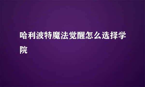 哈利波特魔法觉醒怎么选择学院