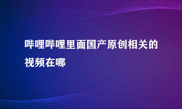 哔哩哔哩里面国产原创相关的视频在哪