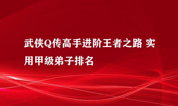 武侠Q传高手进阶王者之路 实用甲级弟子排名