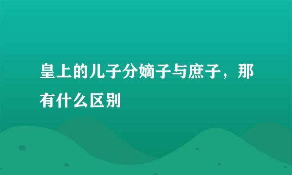 皇上的儿子分嫡子与庶子，那有什么区别