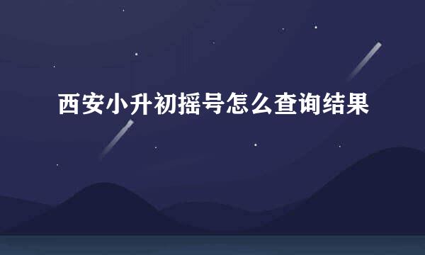 西安小升初摇号怎么查询结果