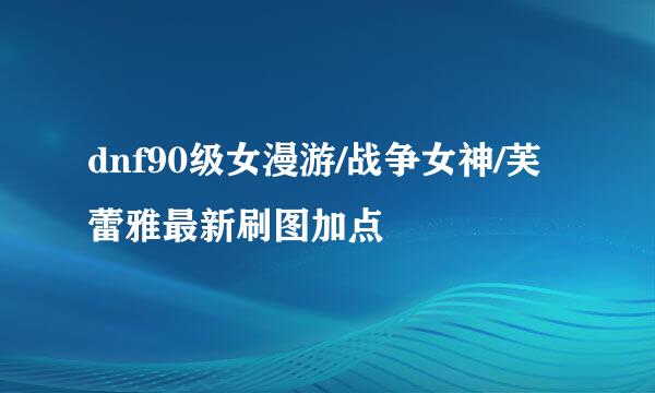 dnf90级女漫游/战争女神/芙蕾雅最新刷图加点