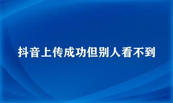 抖音上传成功但别人看不到