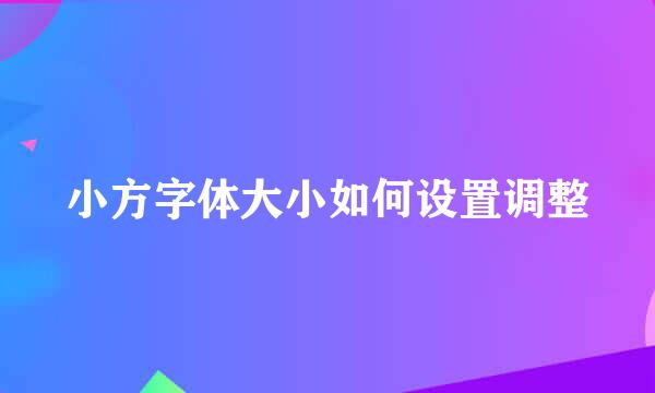 小方字体大小如何设置调整