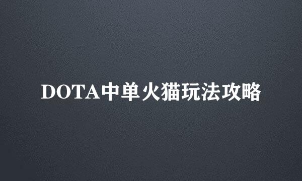 DOTA中单火猫玩法攻略