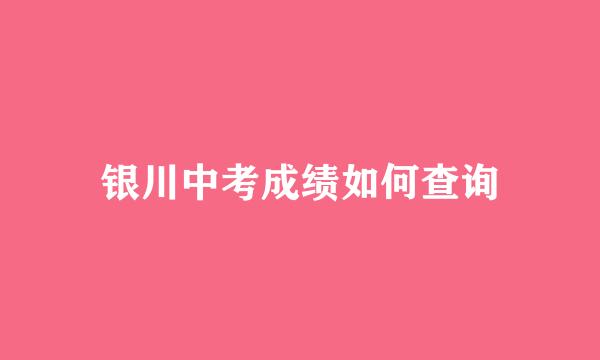 银川中考成绩如何查询