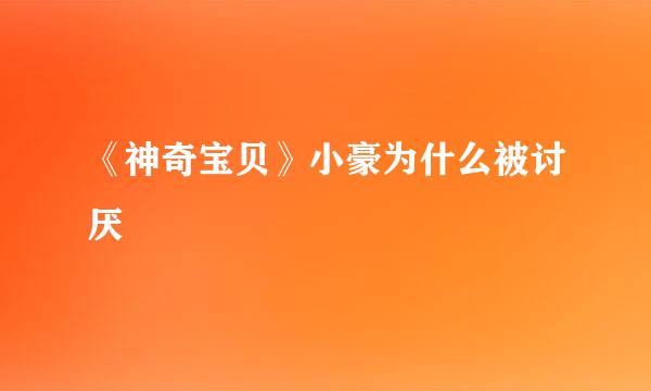 《神奇宝贝》小豪为什么被讨厌