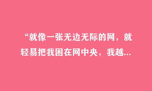 “就像一张无边无际的网，就轻易把我困在网中央，我越陷越深越迷茫”这是其中几句歌词、求歌名、请大家帮