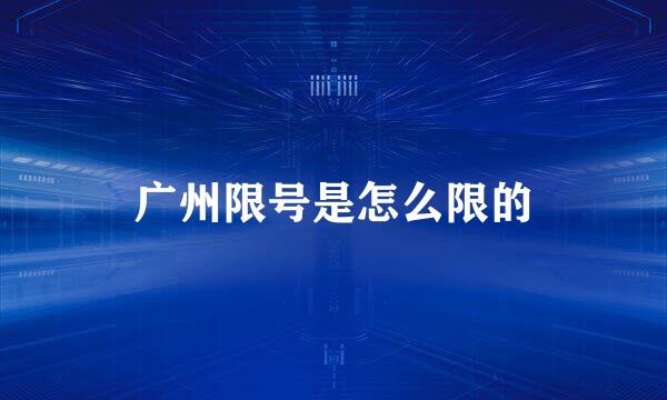广州限号是怎么限的