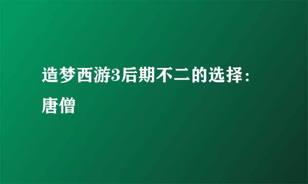 造梦西游3后期不二的选择：唐僧