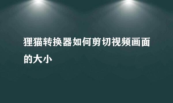 狸猫转换器如何剪切视频画面的大小