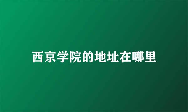 西京学院的地址在哪里