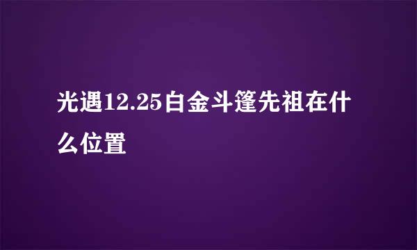 光遇12.25白金斗篷先祖在什么位置