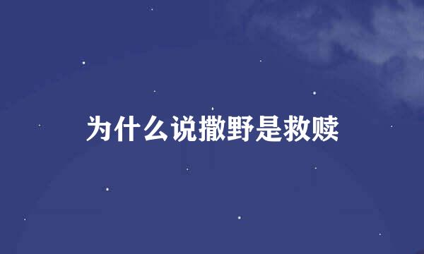 为什么说撒野是救赎