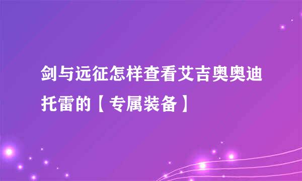 剑与远征怎样查看艾吉奥奥迪托雷的【专属装备】